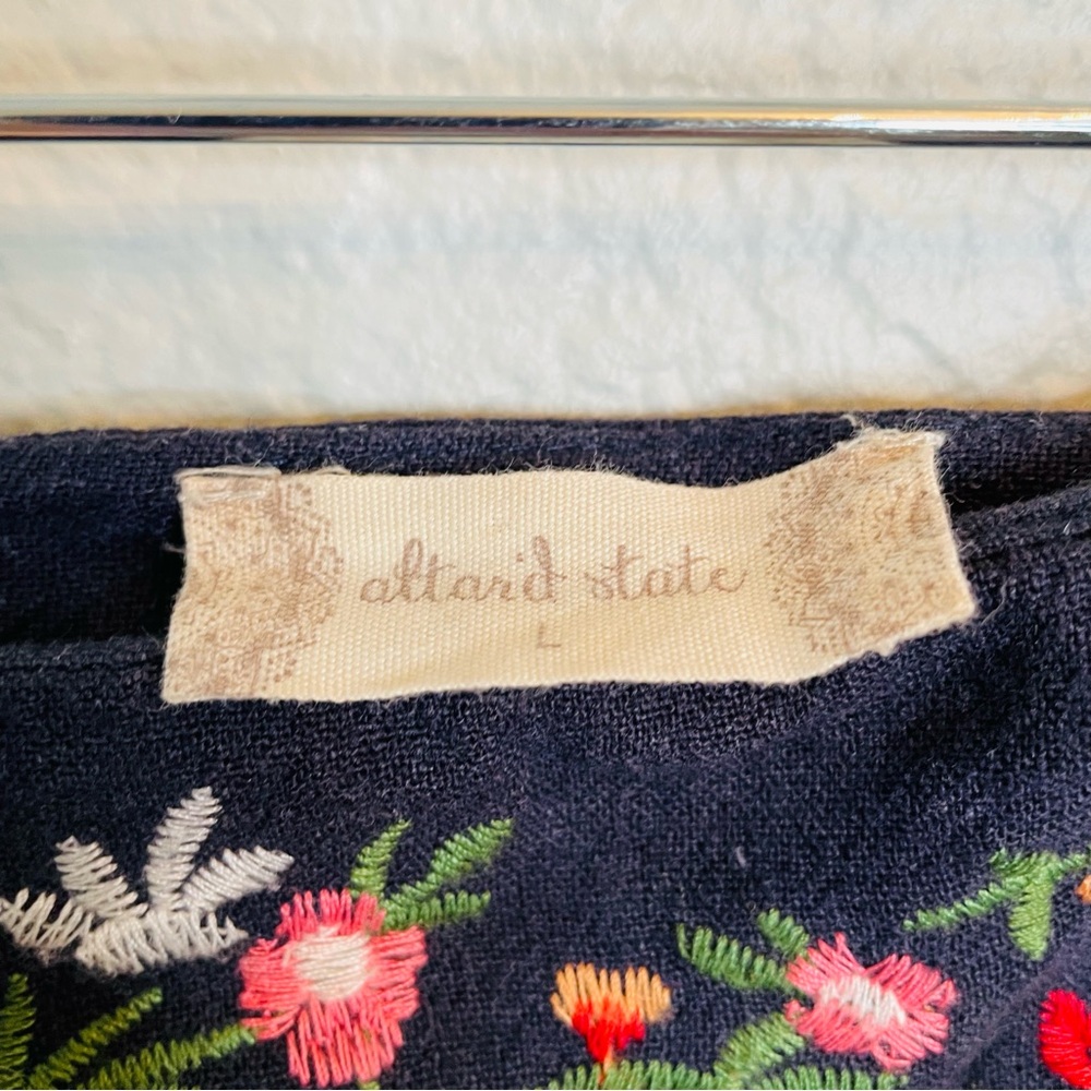Altard State Blue Linen Cotton Floral Bird Embroidered Boho Mini Skirt | Large - Picture 3 of 6